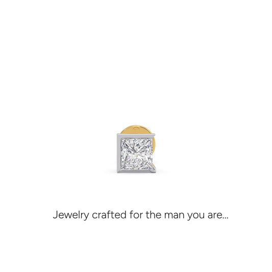 Imperial Princess Cut Solitaire Men's Stud - Yellow