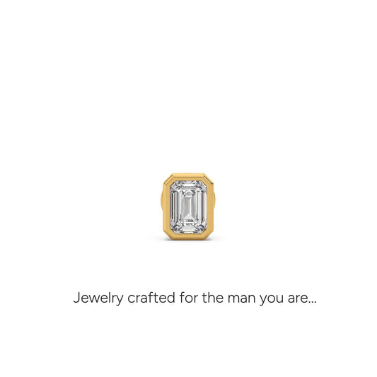 Heirloom Emerald Cut Solitaire Men's Stud - Yellow