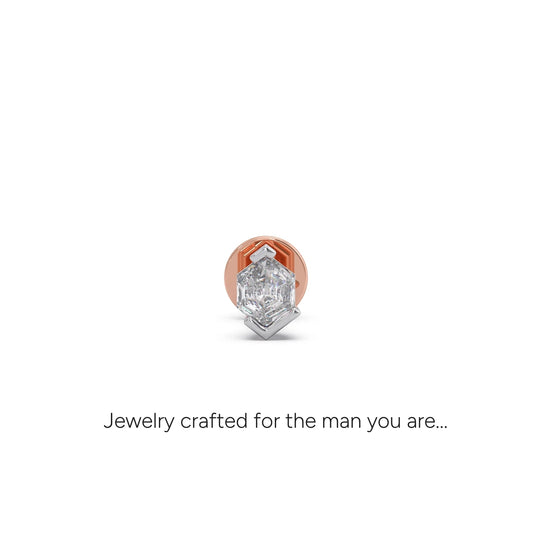 0.26 ct Geometric Hexa Cut Solitaire Men's Stud - Rose
