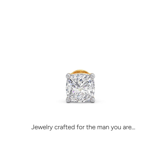 1 ct Opulent Cushion Solitaire Men's Stud - Yellow