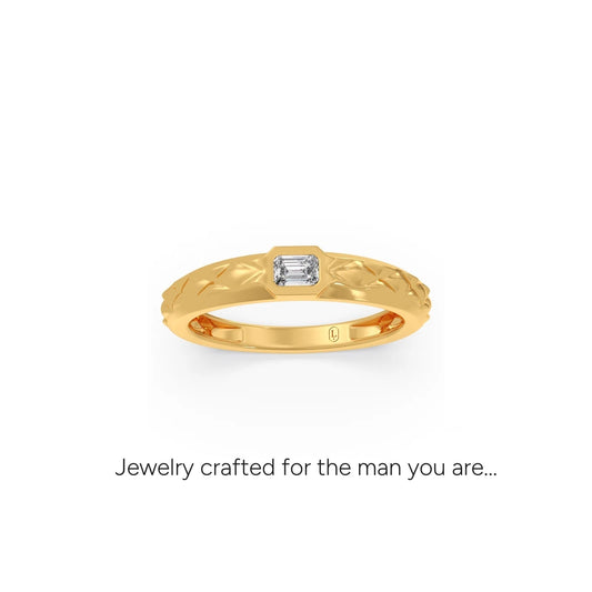 Prism Line Diamond Mens Ring - Yellow