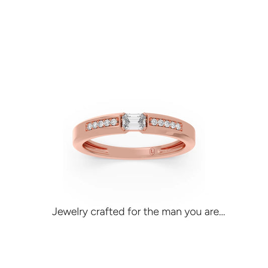 Crest Edge Mens Diamond Ring - Rose