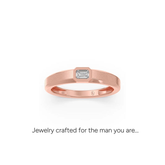 Zenith Emerald Solitaire Men's Ring - Rose