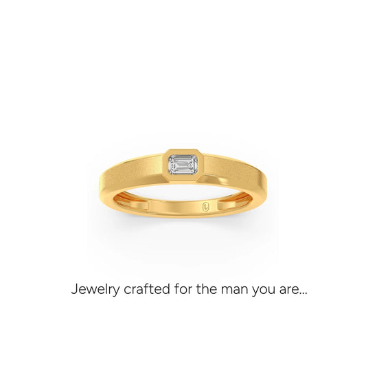 Zenith Emerald Solitaire Men's Ring - Yellow
