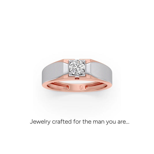 Titan Frame Solitaire Diamond Mens Ring - Rose