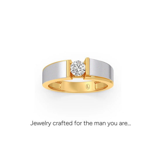 Classic Aura Solitaire Diamond Mens Ring - Yellow