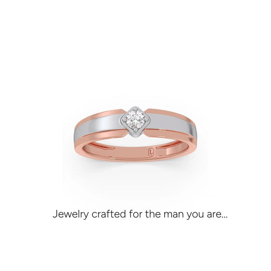Regal Round Diamond Couple Band For Him - Rose