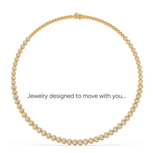 13.17 ct Bezel Heart Diamond Tennis Necklace - Yellow