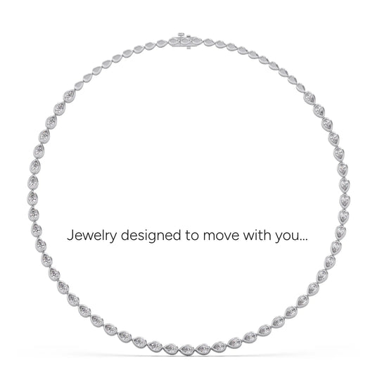 9.02 ct Bezel Pear Diamond Tennis Necklace - White