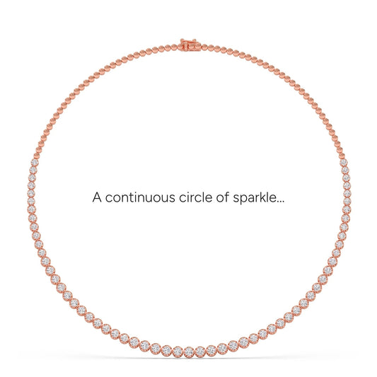 6.09 ct Graduating Round Diamond Tennis Necklace - Rose