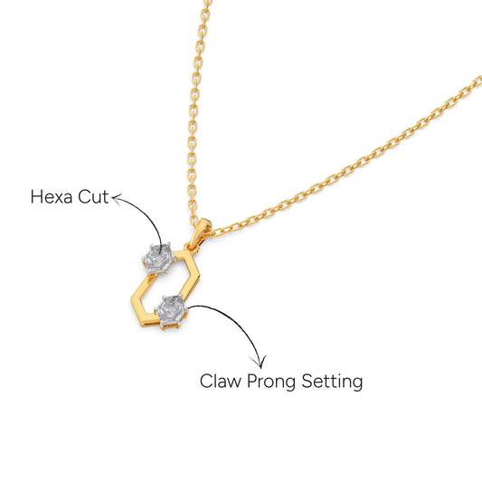 Hexa Glow Pendant Necklace - Yellow