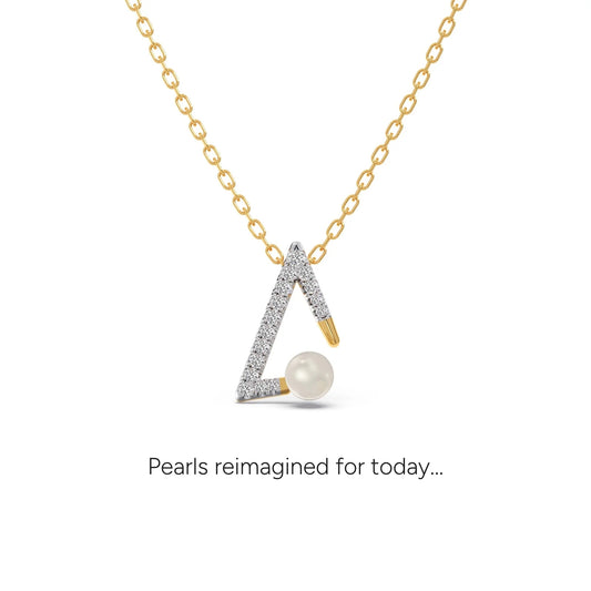 Chevron Pearls Diamond Pendant - Yellow