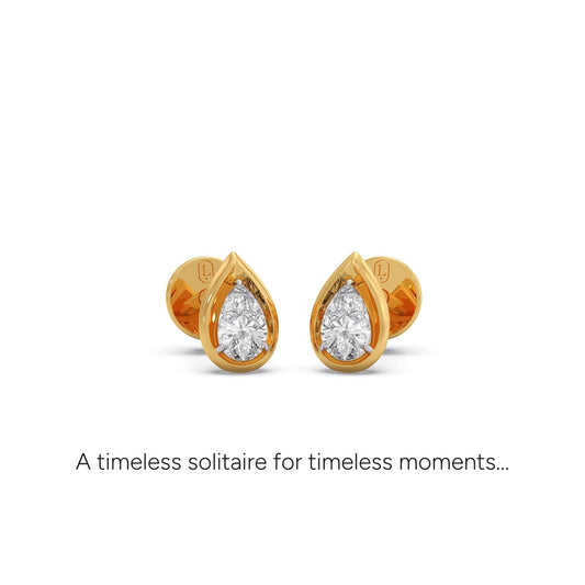 Pear Shape Diamond Stud Earrings - Yellow