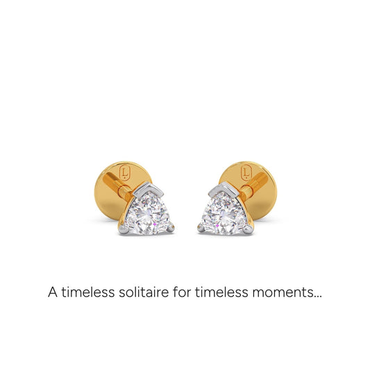 Delta Trillion-Cut Solitaire Stud Earrings - Yellow