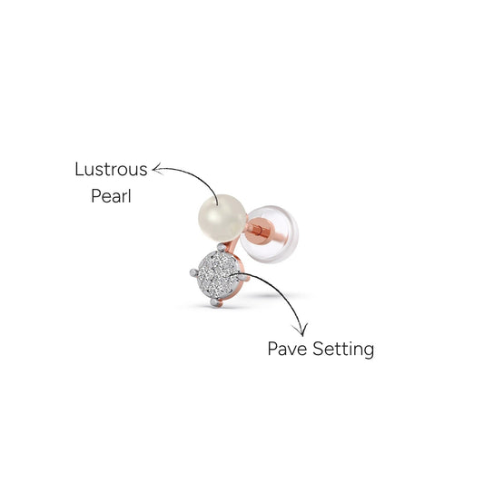 Everlasting Bloom Pearls Diamond Earrings - Rose