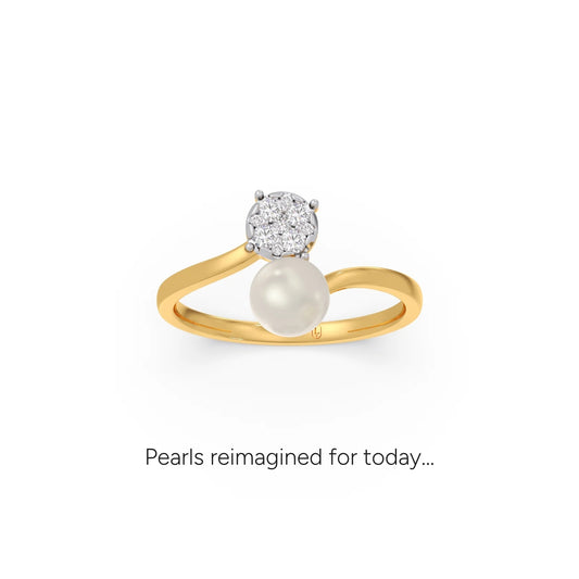 Everlasting Bloom Pearl Diamond Ring - Yellow
