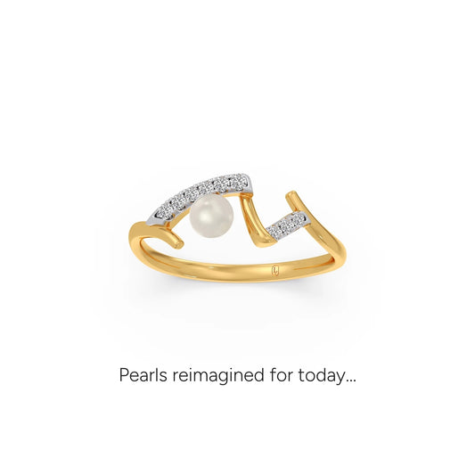 Willow Twist Pearl Diamond Ring - Yellow