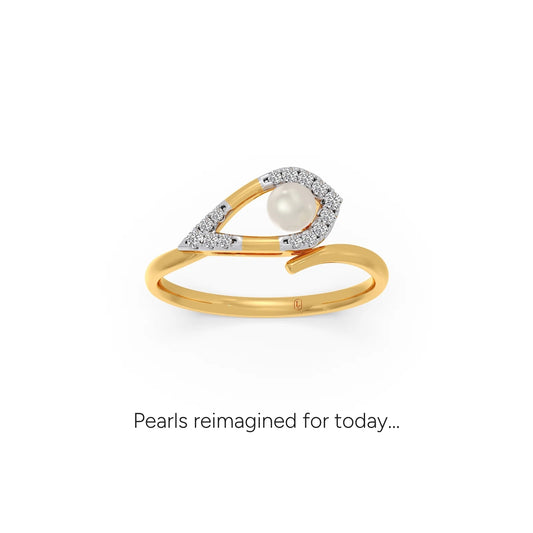 Selene Pearl Diamond Ring - Yellow