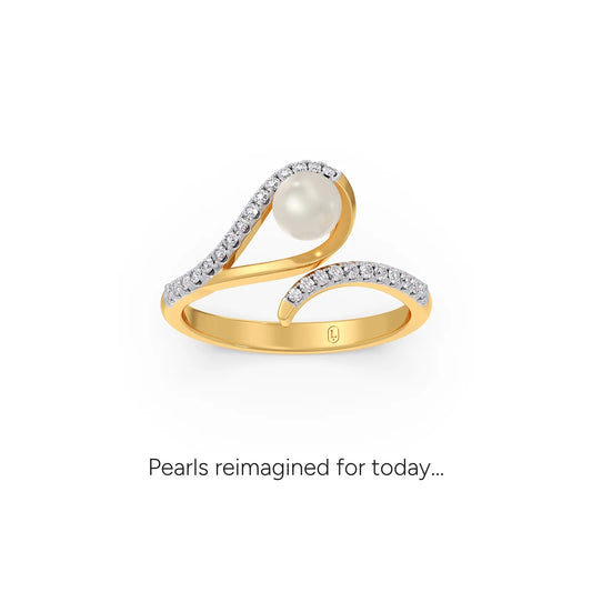 Fresh-Water Pearl Diamond Ring - Yellow