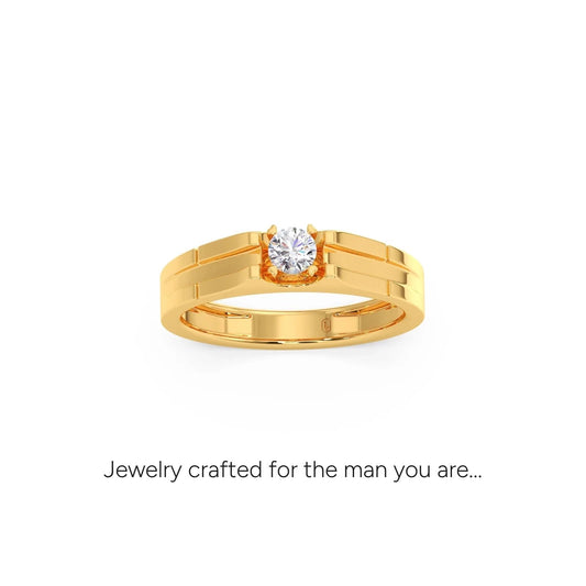 Classic Diamond Solitaire Men's Engagement Ring - Yellow