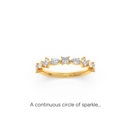 Princess & Pear Diamond Eternity Band - Yellow
