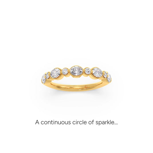 Round and Oval Diamond Half Eternity Band - Yellow