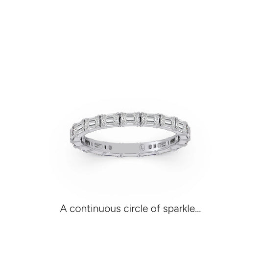 Emerald Cut Diamond 1.45ct Eternity Band - White
