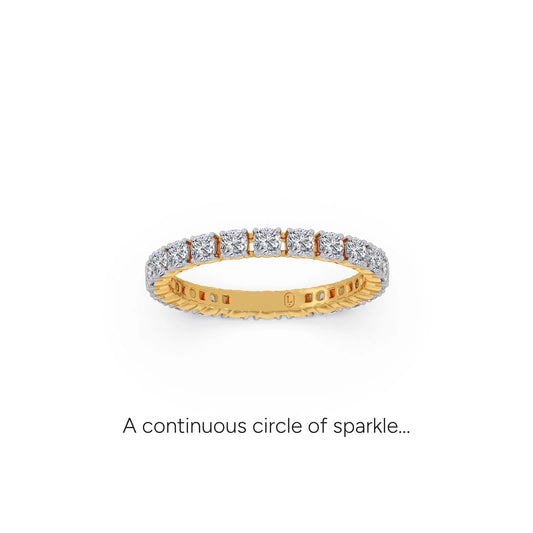 Cushion Cut 1.50ct Diamond Eternity Band - Yellow