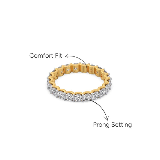 Round Cut 1.89ct Diamond Eternity Band - Yellow