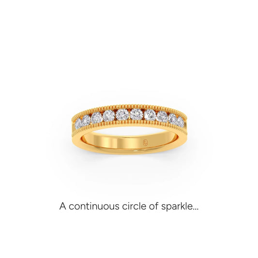 0.55 ct Heirloom Diamond Half Eternity Band - Yellow