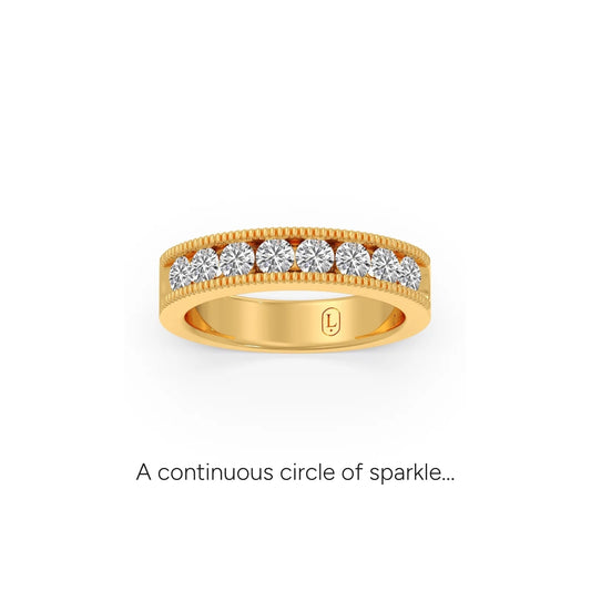 0.84 ct Aurelle Milgrain Diamond Half Eternity Band - Yellow