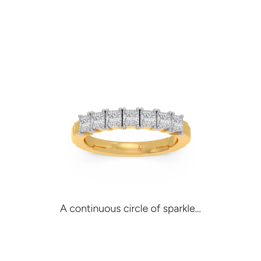 1.05ct Princess Cut Half Eternity Band - Yellow