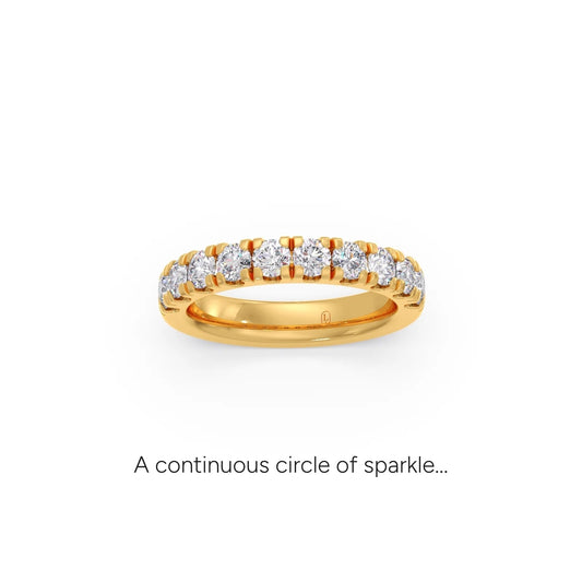 1.00ct Half Eternity Prong Diamond Band - Yellow