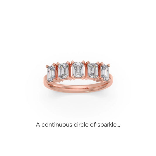 1.25ct Half Eternity Emerald Diamond Eternity Band - Rose