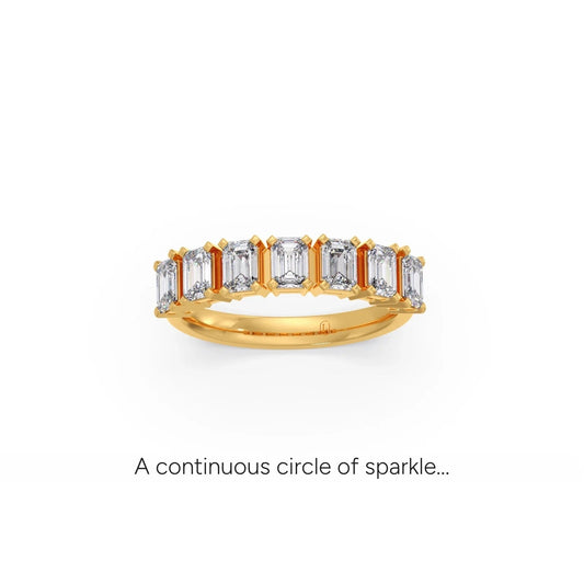 0.97ct Half Eternity Emerald Diamond Band - Yellow
