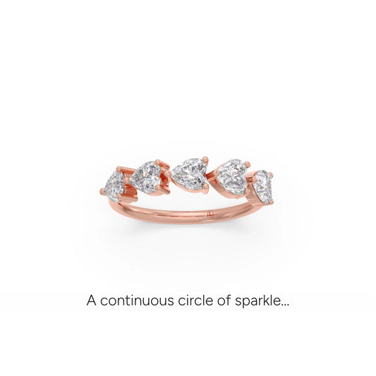 1.17Ct Half Eternity Heart Diamond Band - Rose