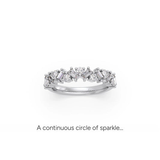 0.59Ct Baguette & Round Diamond Half Eternity Band - White