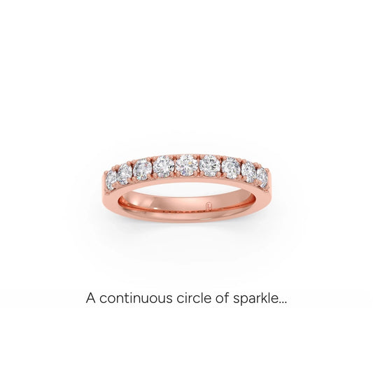 0.70Ct Half Eternity Round Diamond Band - Rose