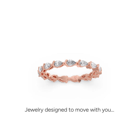 Half Bezel Pear Diamond Ring - Rose