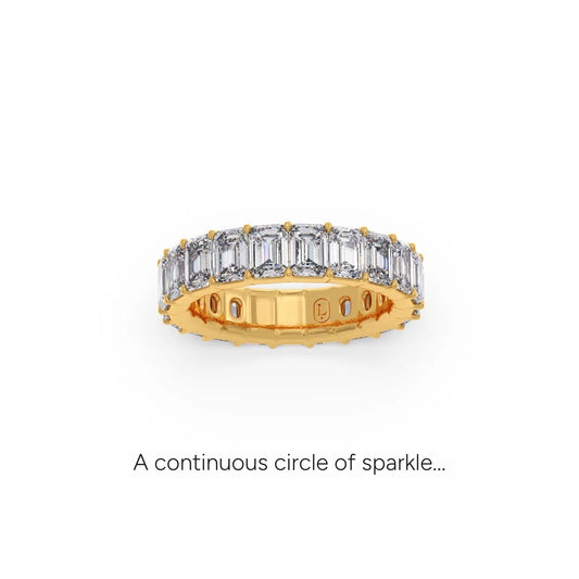 2.90ct Full Eternity Emerald Cut Diamond Ring - Yellow