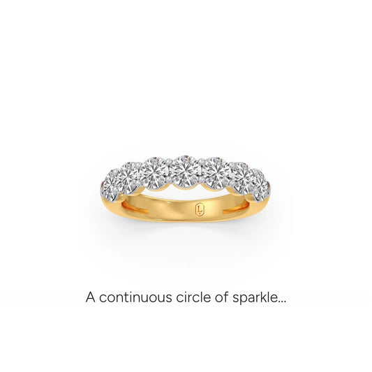 Round Seven Stone Diamond Ring - Yellow