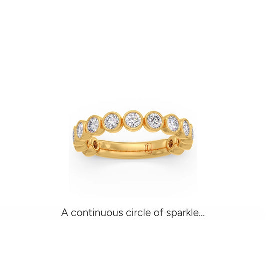 Round Diamond Bezel Set Band - Yellow
