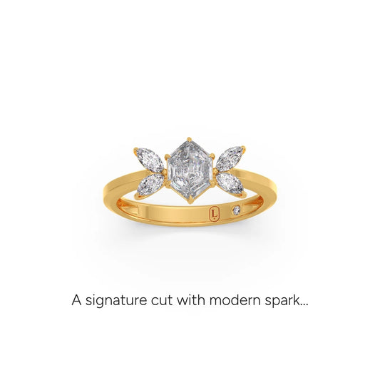 Hexa Marquise Diamond Rings - Yellow