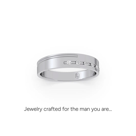 Linear Platinum Diamond Couple Band For Him - Plt
