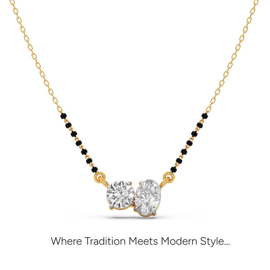 Oval & Round Diamond Mangalsutra Necklace - Yellow