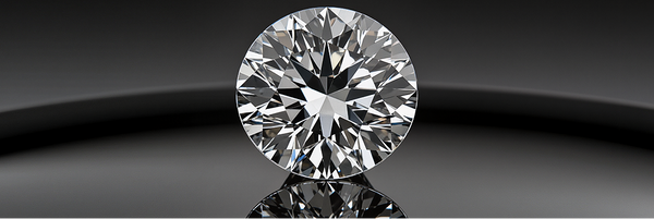 Round diamond on a reflective surface with a dark background