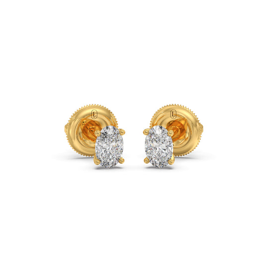 Timeless Oval Solitaire Diamond Studs - Yellow