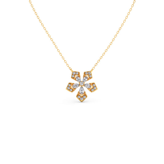 Petalic Serene Pear & Round Diamond Pendant Necklace - Yellow