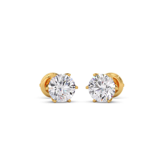 3.60 ct Brilliant Round Six-Prong Solitaire Stud Earrings - Yellow