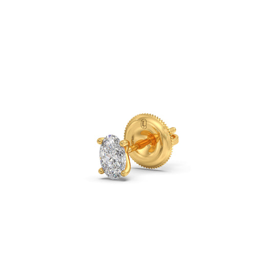 Timeless Oval Solitaire Diamond Studs - Yellow